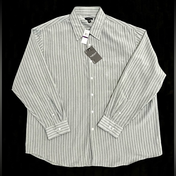 NWT VAN HEUSEN Men's Shirt Size XXL 18-18.5 Striped Mirage Gray Long Sleeve - Picture 7 of 9